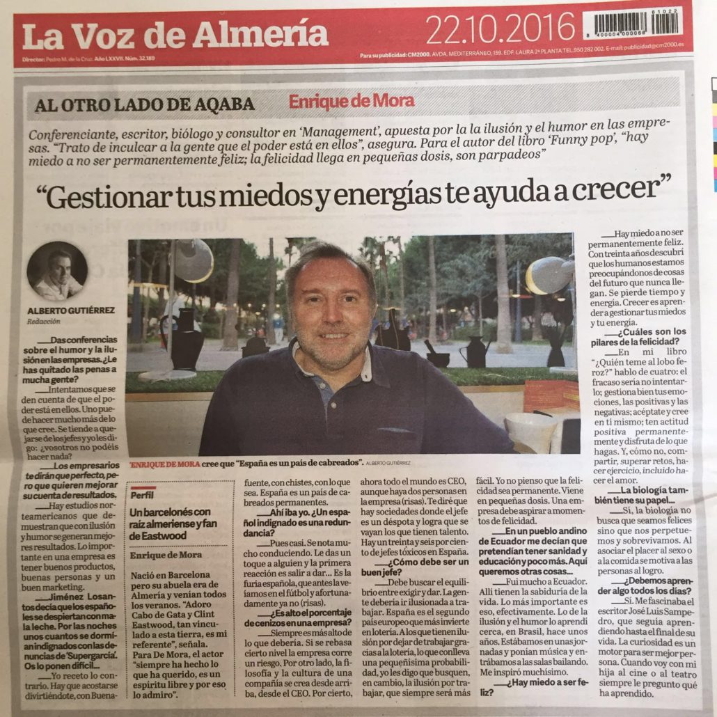 Entrevista en La Voz de Almería - Enrique de Mora